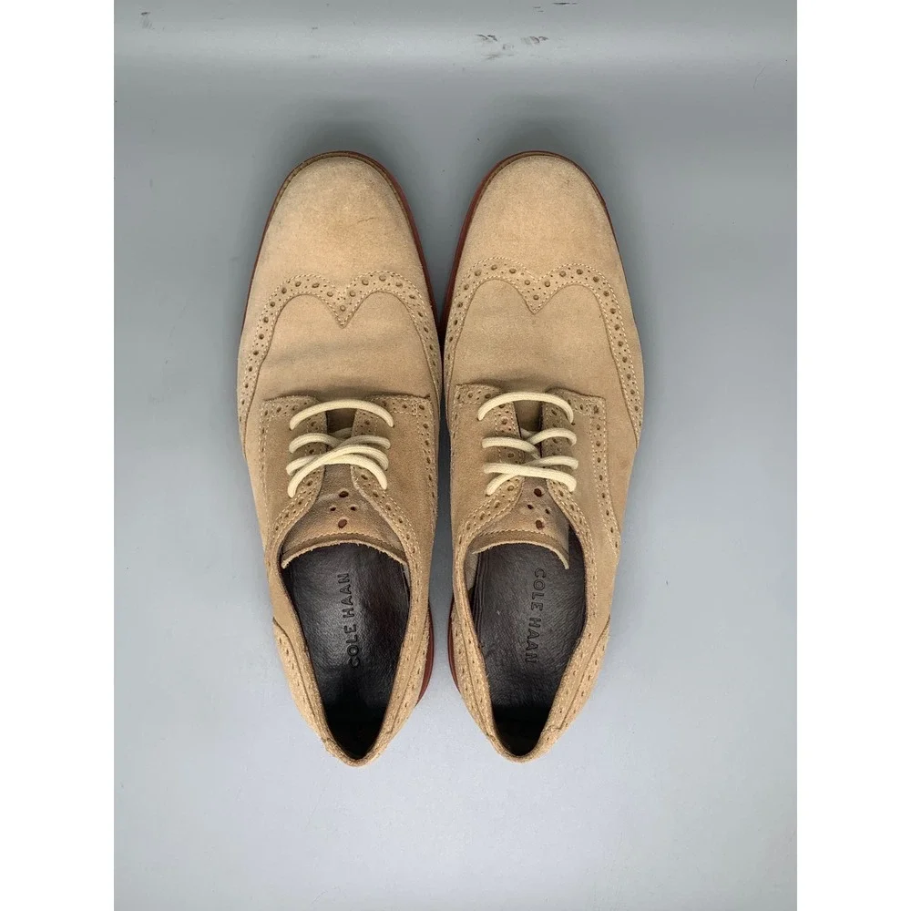 Cole Haan LunarGrand Tan Suede Wingtip Oxford Shoes C10228 Men's Sz 10.5